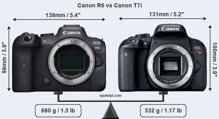 Size Canon R6 vs Canon T7i