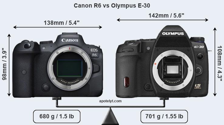 Size Canon R6 vs Olympus E-30