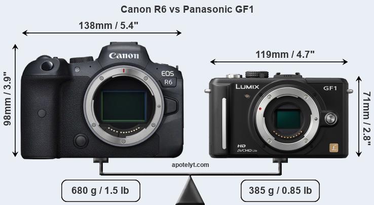 Size Canon R6 vs Panasonic GF1