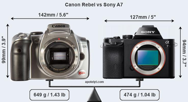 Size Canon Rebel vs Sony A7