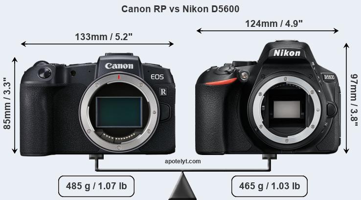 Size Canon RP vs Nikon D5600