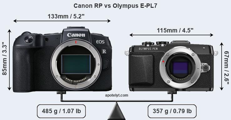 Size Canon RP vs Olympus E-PL7