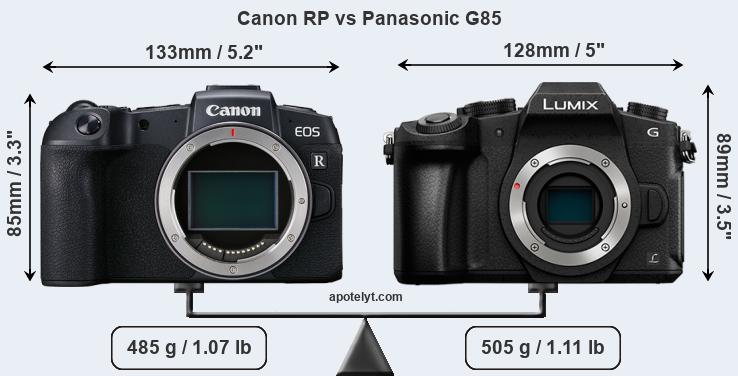 Size Canon RP vs Panasonic G85