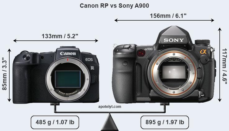 Size Canon RP vs Sony A900