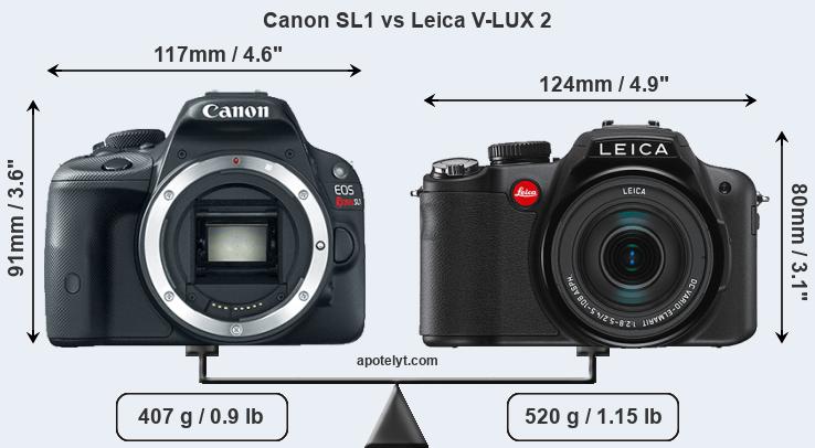 Size Canon SL1 vs Leica V-LUX 2