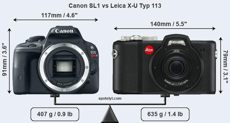 Size Canon SL1 vs Leica X-U Typ 113