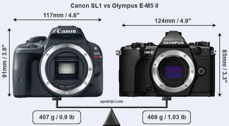 Size Canon SL1 vs Olympus E-M5 II