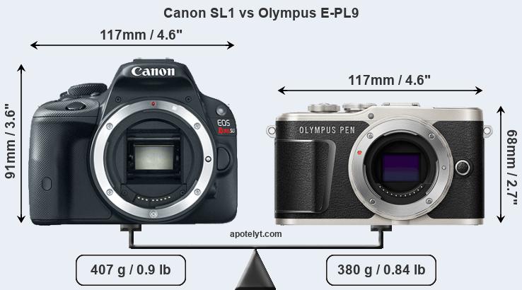 Size Canon SL1 vs Olympus E-PL9