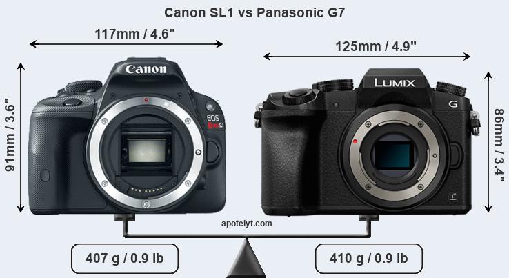 Size Canon SL1 vs Panasonic G7