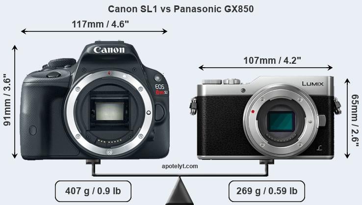 Size Canon SL1 vs Panasonic GX850