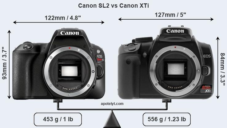 Size Canon SL2 vs Canon XTi