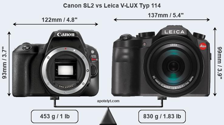 Size Canon SL2 vs Leica V-LUX Typ 114