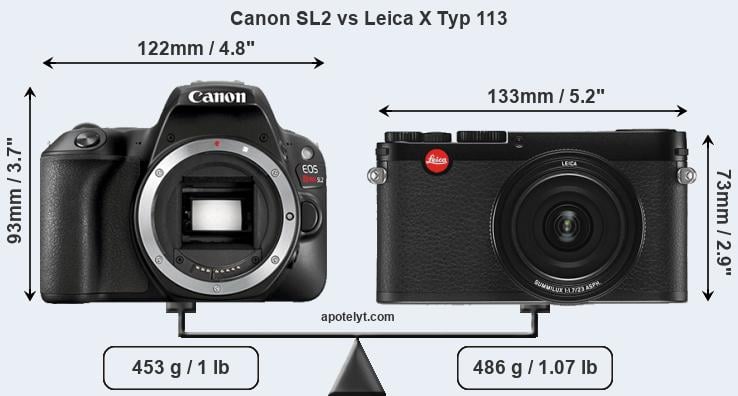 Size Canon SL2 vs Leica X Typ 113