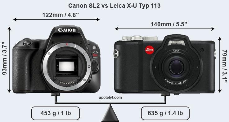 Size Canon SL2 vs Leica X-U Typ 113