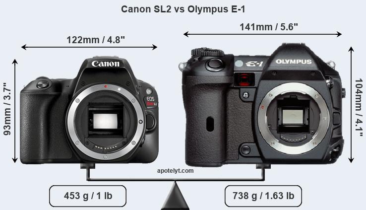 Size Canon SL2 vs Olympus E-1