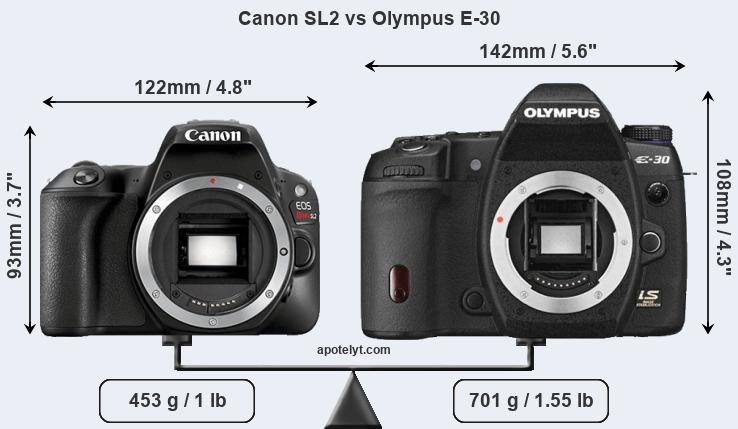 Size Canon SL2 vs Olympus E-30