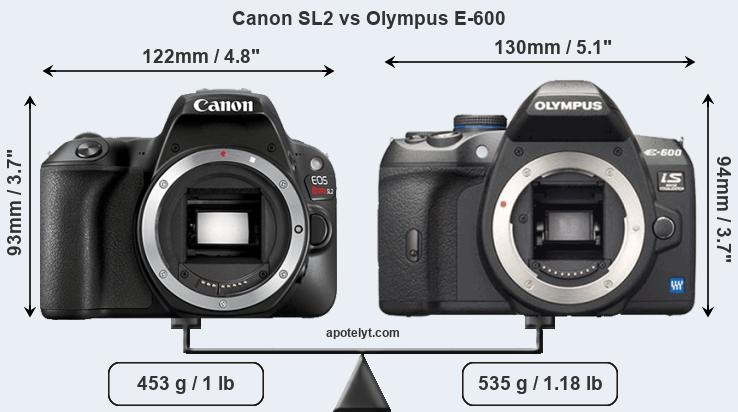 Size Canon SL2 vs Olympus E-600