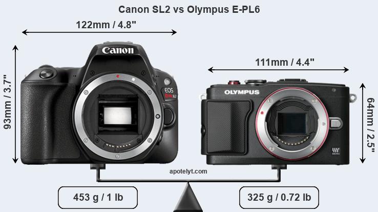 Size Canon SL2 vs Olympus E-PL6
