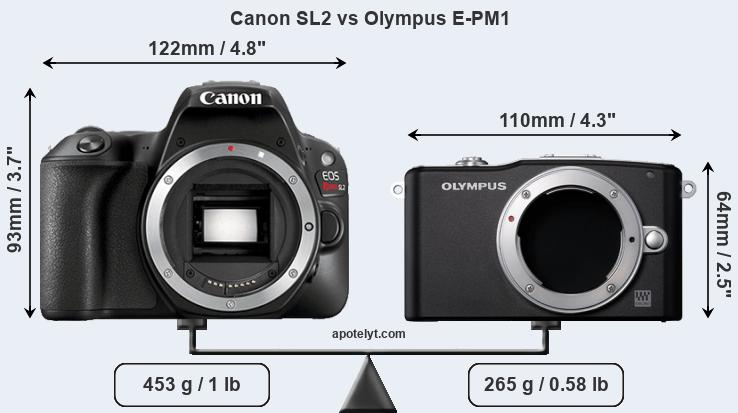 Size Canon SL2 vs Olympus E-PM1