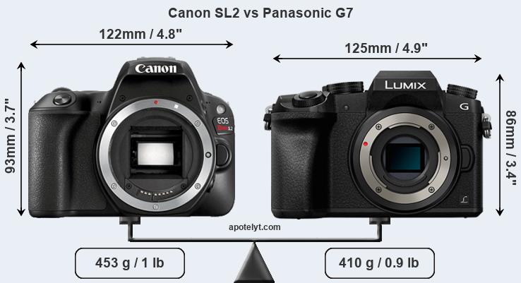 Size Canon SL2 vs Panasonic G7