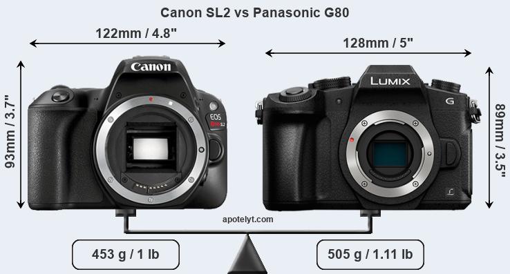 Size Canon SL2 vs Panasonic G80