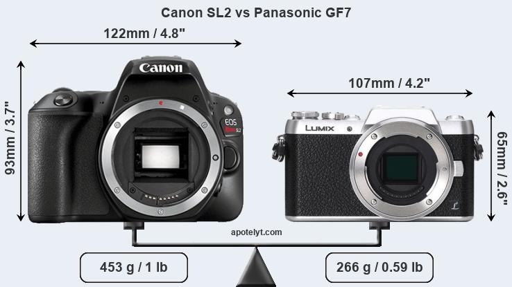Size Canon SL2 vs Panasonic GF7