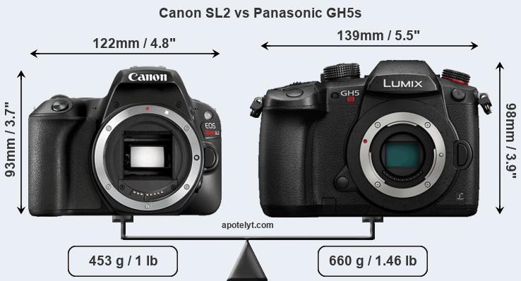 Size Canon SL2 vs Panasonic GH5s