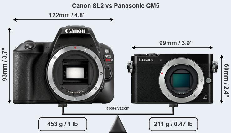 Size Canon SL2 vs Panasonic GM5