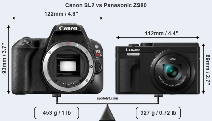 Size Canon SL2 vs Panasonic ZS80