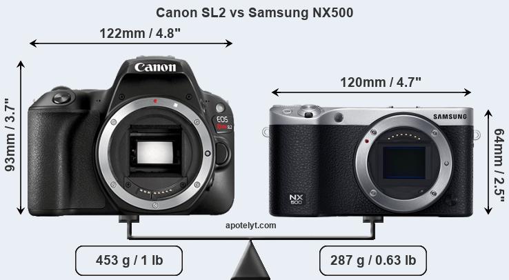 Size Canon SL2 vs Samsung NX500