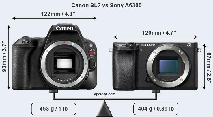 Size Canon SL2 vs Sony A6300