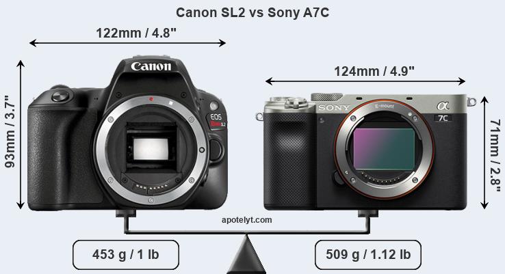Size Canon SL2 vs Sony A7C