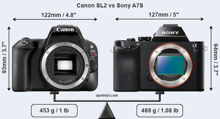 Size Canon SL2 vs Sony A7S
