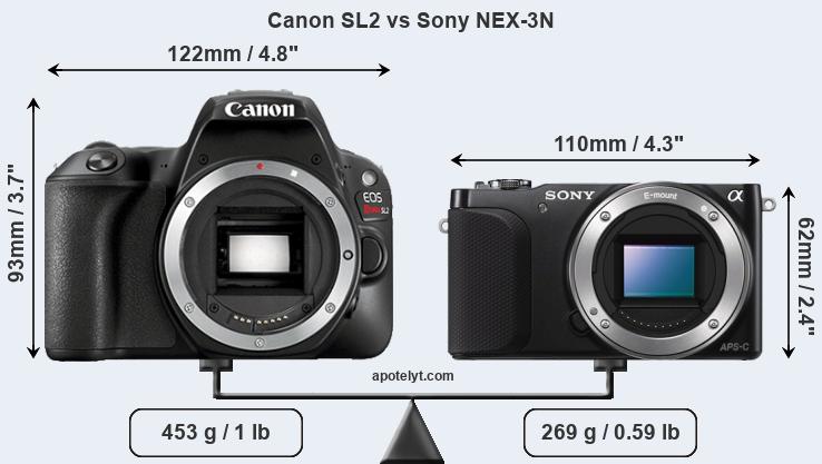 Size Canon SL2 vs Sony NEX-3N