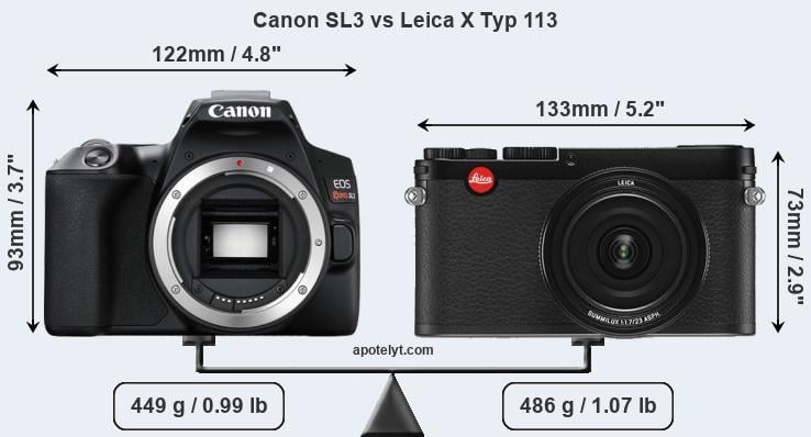 Size Canon SL3 vs Leica X Typ 113