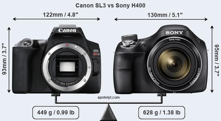 Size Canon SL3 vs Sony H400
