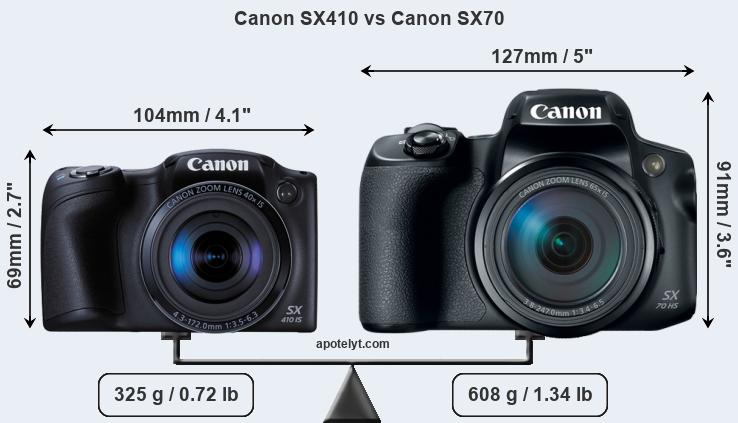 Size Canon SX410 vs Canon SX70