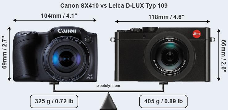 Size Canon SX410 vs Leica D-LUX Typ 109