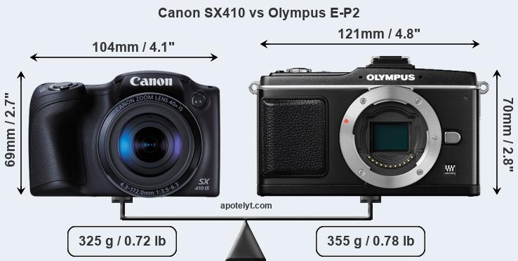 Size Canon SX410 vs Olympus E-P2