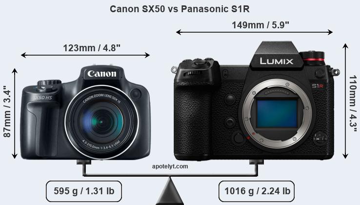 Size Canon SX50 vs Panasonic S1R