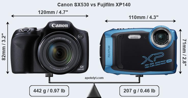 Size Canon SX530 vs Fujifilm XP140
