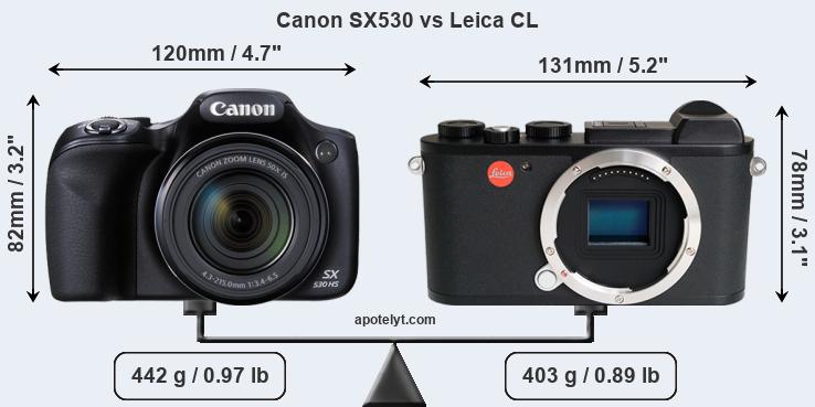 Size Canon SX530 vs Leica CL