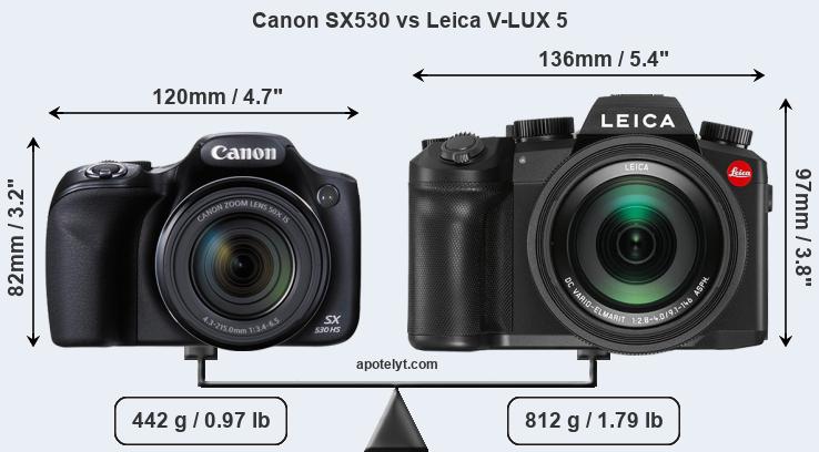 Size Canon SX530 vs Leica V-LUX 5