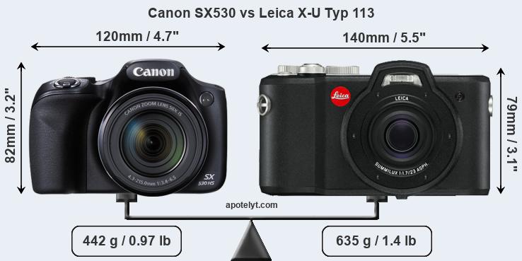 Size Canon SX530 vs Leica X-U Typ 113
