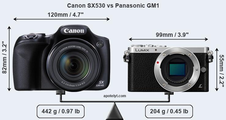Size Canon SX530 vs Panasonic GM1