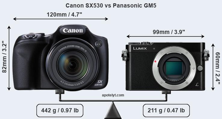 Size Canon SX530 vs Panasonic GM5