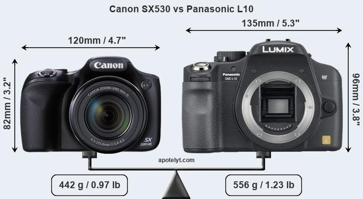 Size Canon SX530 vs Panasonic L10