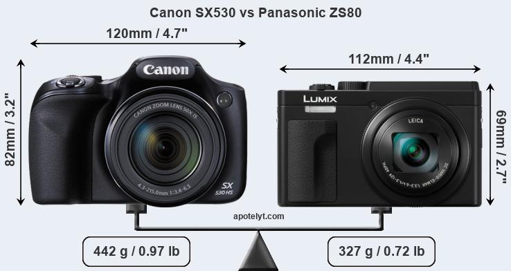 Size Canon SX530 vs Panasonic ZS80