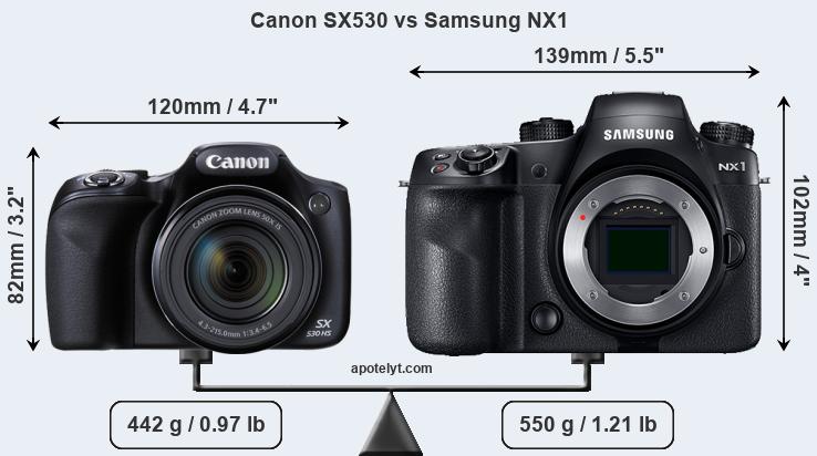 Size Canon SX530 vs Samsung NX1