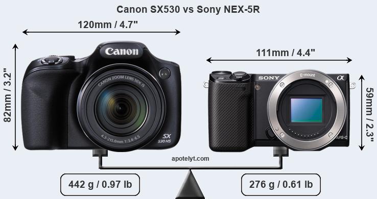 Size Canon SX530 vs Sony NEX-5R